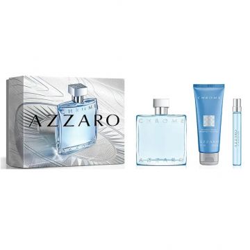 Set cadou Azzaro Chrome, Barbati, Apa de Toaleta, 100 ml + Gel de dus, 75 ml + Apa de Toaleta, 10 ml Set cadou Azzaro Chrome, Barbati, Apa de Toaleta, 100 ml + Gel de dus, 75 ml + Apa de Toaleta, 10 ml