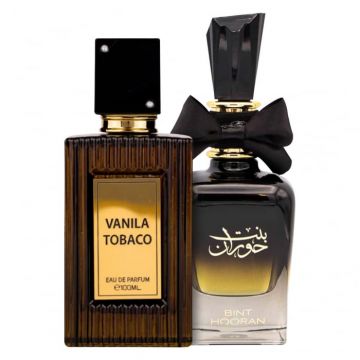 Pachet 2 parfumuri Vanila Tobacco 100 ml si Bint Hooran 100 ml Pachet 2 parfumuri Vanila Tobacco 100 ml si Bint Hooran 100 ml