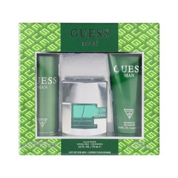 Set cadou Guess Man Green, Apa de Toaleta, Femei, 75 ml + Spray de corp, 226 ml + Gel de dus, 200 ml Set cadou Guess Man Green, Apa de Toaleta, Femei, 75 ml + Spray de corp, 226 ml + Gel de dus, 200 ml