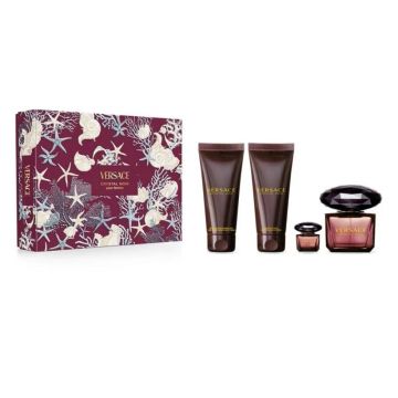 Set cadou Versace Crystal Noir Apa de Parfum, Femei, 90 ml + Lotiune de corp, 100 ml + Gel de dus, 100 ml + Apa de Parfum, 5 ml
