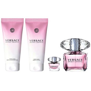 Set Versace Bright Crystal, Apa de toaleta, 90 ml + 5 ml + Lotiune de corp, 100 ml + Gel de dus, 100 ml