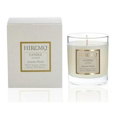 Lumanare Parfumata din Ceara de Soia cu Iasomie de Iarna, Iasomie Araba si Iasomie Salbatica - Hiremo Soy Blend Candle Jasmine Petals, 250 ml