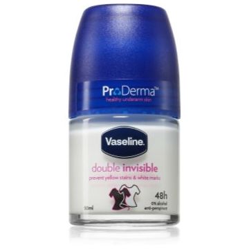 Vaseline Double Invisible Roll-On antiperspirant roll-on impotriva petelor albe si galbene