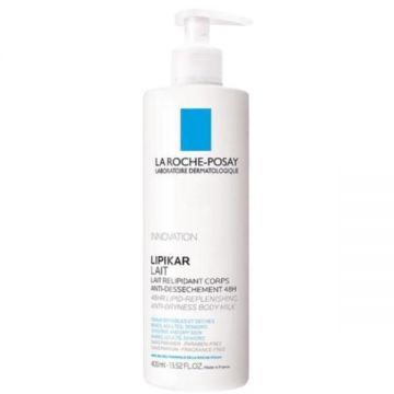 Lapte de corp relipidant, anti-uscaciune La Roche-Posay Lipikar, fara parfum, pentru bebelusi, copii, adulti, 400 ml