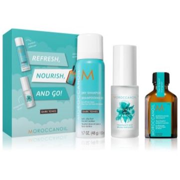 Moroccanoil Refresh, Nourish, and Go! (Dark Tones) set pentru părul închis la culoare pentru femei