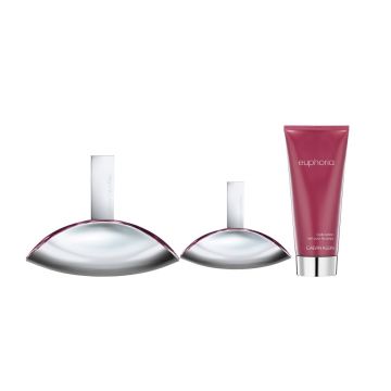 Set Cadou Calvin Klein Euphoria, Femei, Apa de Parfum. 100 ml + Lotiune de corp, 100 ml + Mini Apa de Parfum, 30 ml
