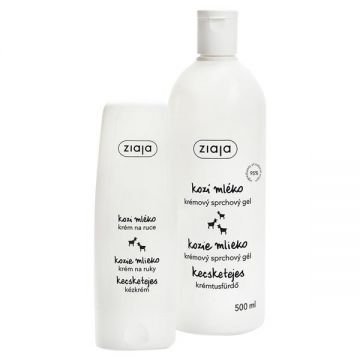 Set crema de baie 500 ml si crema de maini 80 ml, continut lapte de capra, Ziaja ieftina