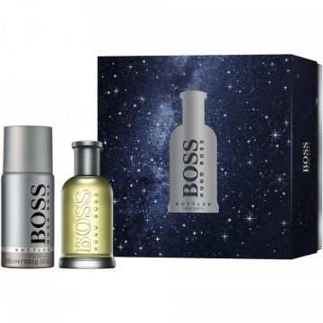 Set Cadou Hugo Boss Bottled, Barbati, Apa de Toaleta (Continut set: 50 ml Apa de Toaleta + 150 ml Deodorant spray)
