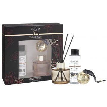 Difuzor parfum camera Maison Berger Little Treasures mini Pomelis Nude cu parfum Splendeur Vanillee 90ml + decoratiune parfumata