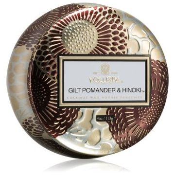 VOLUSPA Japonica Holiday Gilt Pomander & Hinoki lumânare parfumată în placă