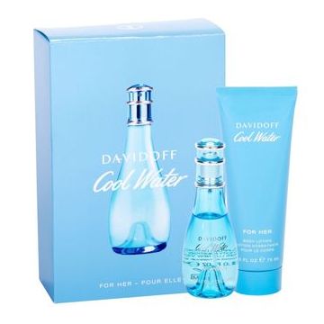 Set Cadou Davidoff Cool Water, Femei, 30 ml Apa de Toaleta + 75 ml lotiune de corp