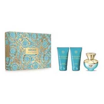 Set Cadou Versace Dylan Turquoise pour Femme, Apa de Toaleta, 50 ml + Lotiune de corp, 50 ml + Gel de dus, 50 ml Set Cadou Versace Dylan Turquoise pour Femme, Apa de Toaleta, 50 ml + Lotiune de corp, 50 ml + Gel de dus, 50 ml