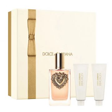 Dolce & Gabbana Devotion, Femei Apa de Parfum, 100 ml + Lotiune de corp, 50 ml + Gel de dus, 50 ml Dolce & Gabbana Devotion, Femei Apa de Parfum, 100 ml + Lotiune de corp, 50 ml + Gel de dus, 50 ml