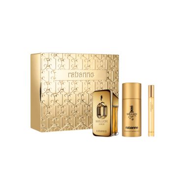 Set cadou Paco Rabanne Million Gold, Barbati, Apa de Parfum Intense, 50 ml + Deodorant spray 150 ml + mini Apa de Parfum, 10 ml Set cadou Paco Rabanne Million Gold, Barbati, Apa de Parfum Intense, 50 ml + Deodorant spray 150 ml + mini Apa de Parfum, 10 ml