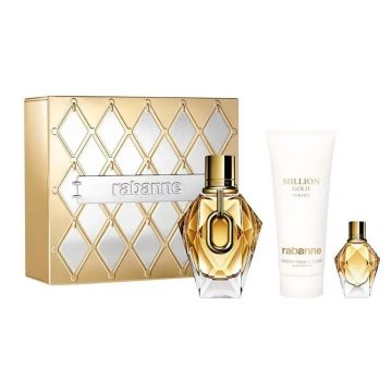 Set cadou Paco Rabanne Million Gold, Femei, Apa de Parfum, 50 ml + Lotiune de corp, 100 ml + Mini Apa de Parfum, 10 ml Set cadou Paco Rabanne Million Gold, Femei, Apa de Parfum, 50 ml + Lotiune de corp, 100 ml + Mini Apa de Parfum, 10 ml