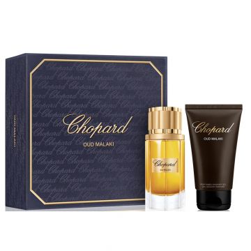 Set Chopard Malaki Oud, Apa de Parfum, Barbati, 80 ml + Gel de dus 150 ml Set Chopard Malaki Oud, Apa de Parfum, Barbati, 80 ml + Gel de dus 150 ml