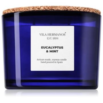Vila Hermanos Apothecary Cobalt Blue Eucalyptus & Mint lumânare parfumată