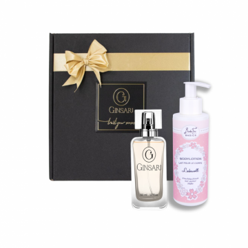 Parfum dama Ginsari + Lotiune de corp Badefee + Cutie de cadou
