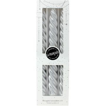 Set 6 lumanari La Francaise Colorama de Fetes Twist'n Light  h255mm  argintiu