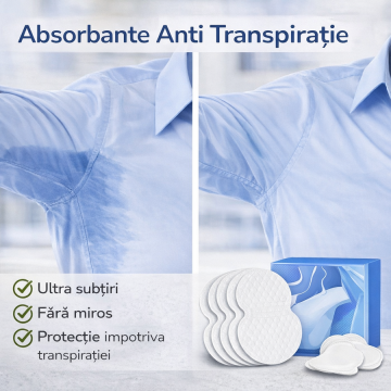 Tampoane Absorbante Anti Transpiratie pentru axila, autoadezive, Unisex, 10 Buc