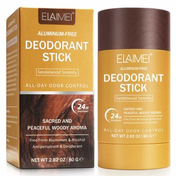 Deodorant Stick fara Aluminiu, fara Alcool, Lemn de Santal, 24h Protectie, Barbati, 80 g