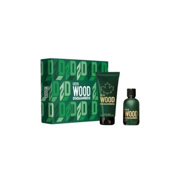Dsquared Green Wood For Him Set cadou pentru barbati Volum EDT 100 ml + 100 ml gel de duș + 100 ml balsam după ras