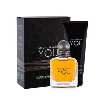 Set cadou Giorgio Armani Stronger With You pentru bărbați Volum EDT 50 ml + 75 ml gel de duș