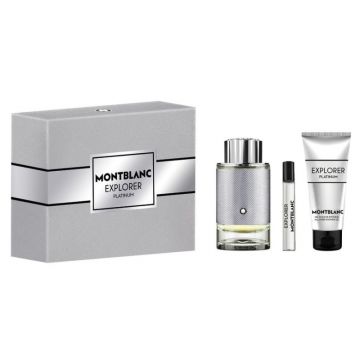 Set cadou Mont Blanc Explorer Platinum pentru bărbați Volum EDP 60 ml + 100 ml gel de duș