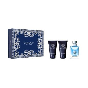 Set cadou Versace Pour Homme pentru bărbați Volum EDT 50 ml + 50 ml gel de duș + 50 ml balsam după ras