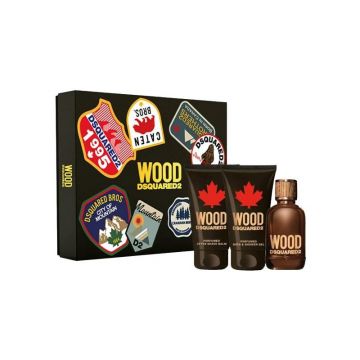 Dsquared Wood For Him Set cadou pentru barbati Volum EDT 100 ml + 150 ml gel de duș
