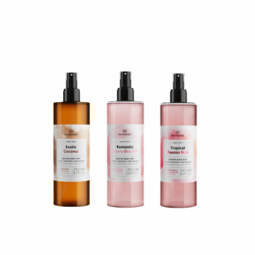 Set Spray de Corp: Exotic Coconut, Tropical Passion Fruit si Romantic Cherry