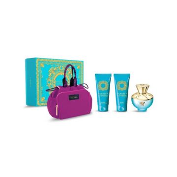 Versace Dylan Turquoise Set cadou pentru femei Volum EDT 100 ml + 100 ml loțiune de corp + 100 ml gel de duș + set de toaletă