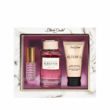 Set cadou 3 produse Eleganza, apă de parfum + loțiune de corp + mini parfum