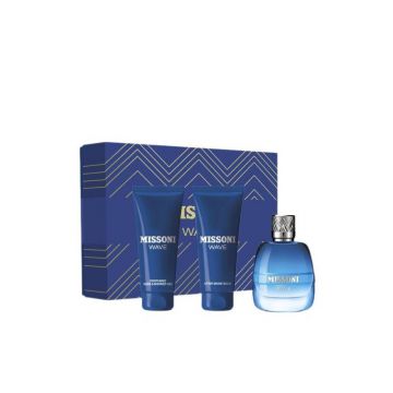 Missoni Wave Set cadou pentru barbati Volum EDT 100 ml + 100 ml gel de duș + 100 ml balsam aftershave