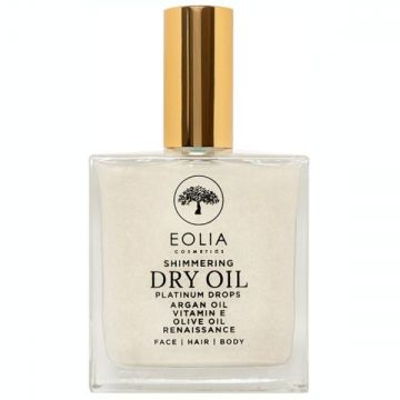 Ulei Uscat Stralucitor pentru Corp, Fata si Par - Eolia Cosmetics Shimmering Dry Oil Platinum Drops Renaissance, 100 ml