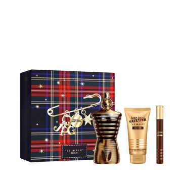 Set Le Male Elixir, Jean Paul Gaultier, 125ml + 10ml + 75ml Gel de Dus, Apa de Parfum, Barbati