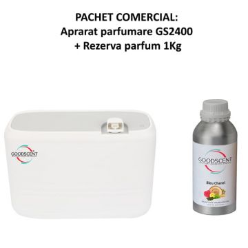 Aparat profesional Parfumare spatii Good Scent GS2400, culoare alba cu rezerva 1 Kg inlcusa