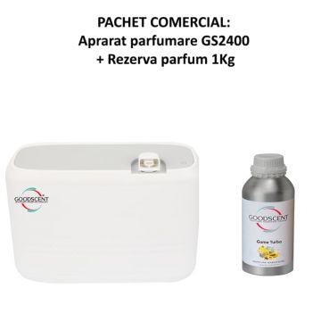 Aparat profesional Parfumare spatii Good Scent GS2400, culoare alba cu rezerva 1 Kg inlcusa