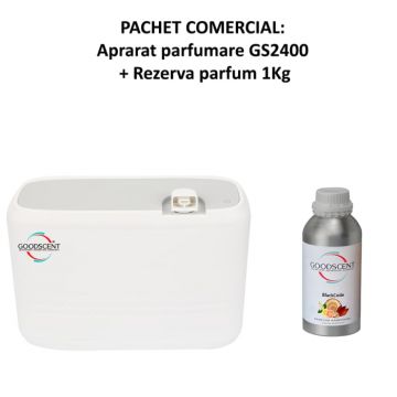 Aparat profesional Parfumare spatii Good Scent GS2400, culoare alba cu rezerva 1 Kg inlcusa