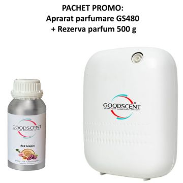 PACHET: Aparat Profesional Parfumare spatii Good Scent GS480, culoare alba cu 500 g esenta inclusa