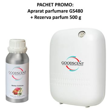 PACHET: Aparat Profesional Parfumare spatii Good Scent GS480, culoare alba cu 500 g esenta inclusa