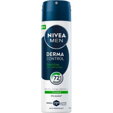 Antiperspirant Spray Nivea Men, Derma Control Sensitive, 72 h, 150 ml