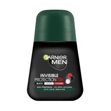 Deodorant Roll-on Garnier Men Invisible Black White Colors 72h, pentru Barbati, 50 ml