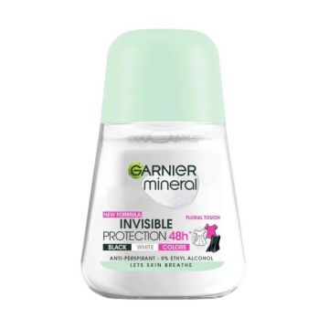 Deodorant Roll-on Garnier Mineral Invisible Black White Colors Floral, 50 ml