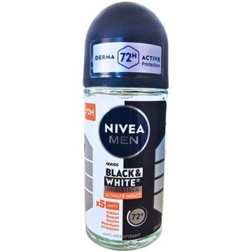 Deodorant Roll-On Men Invisible Black & White Ultimate Impact Nivea Deo, 50 ml