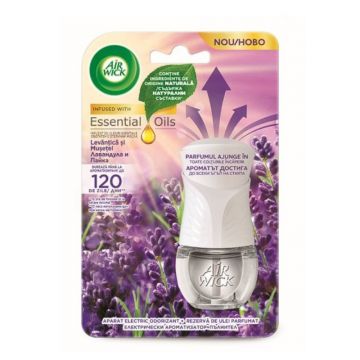 Odorizant de Camera Electric cu Rezerva Air Wick Essential Oils, Levantica si Musetel, 19 ml