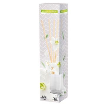 Odorizant Difuzor cu Betisoare Bispol Aura, White Flowers, 45 ml