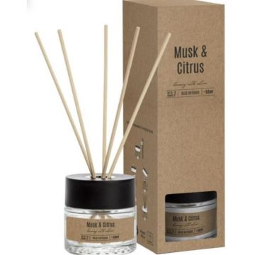Odorizant Difuzor cu Betisoare pentru Casa, Mosc si Citrice, 50 ml, Bispol