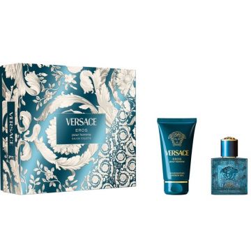 Set Cadou Versace Eros, Apa de toaleta, Barbati (Continut set: 100 ml Apa de Toaleta  + 10 ml Apa de Toaleta + geanta)