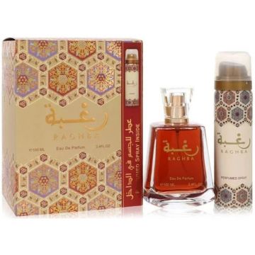 Set Lattafa Raghba for Women 100ml + 50ml Deodorant, Apa de Parfum, Femei